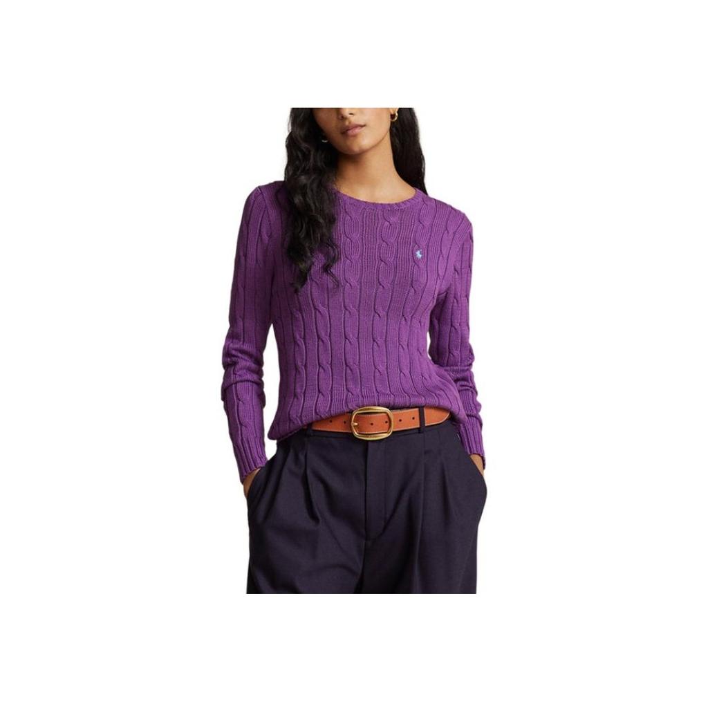 Polo Ralph Lauren SS24 Solid Color Cable Knit Slim Fit Long Sleeve Sweater Women Sweater Purple WMPOSWENC020897-500