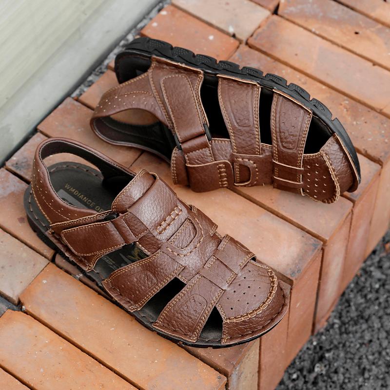Fashion Fashion Mens Genuine Leather Summer Flats Non Slip Outdoor Male Sandals Water Walking Hiking Trekking Shoes Casual Beach Shoes