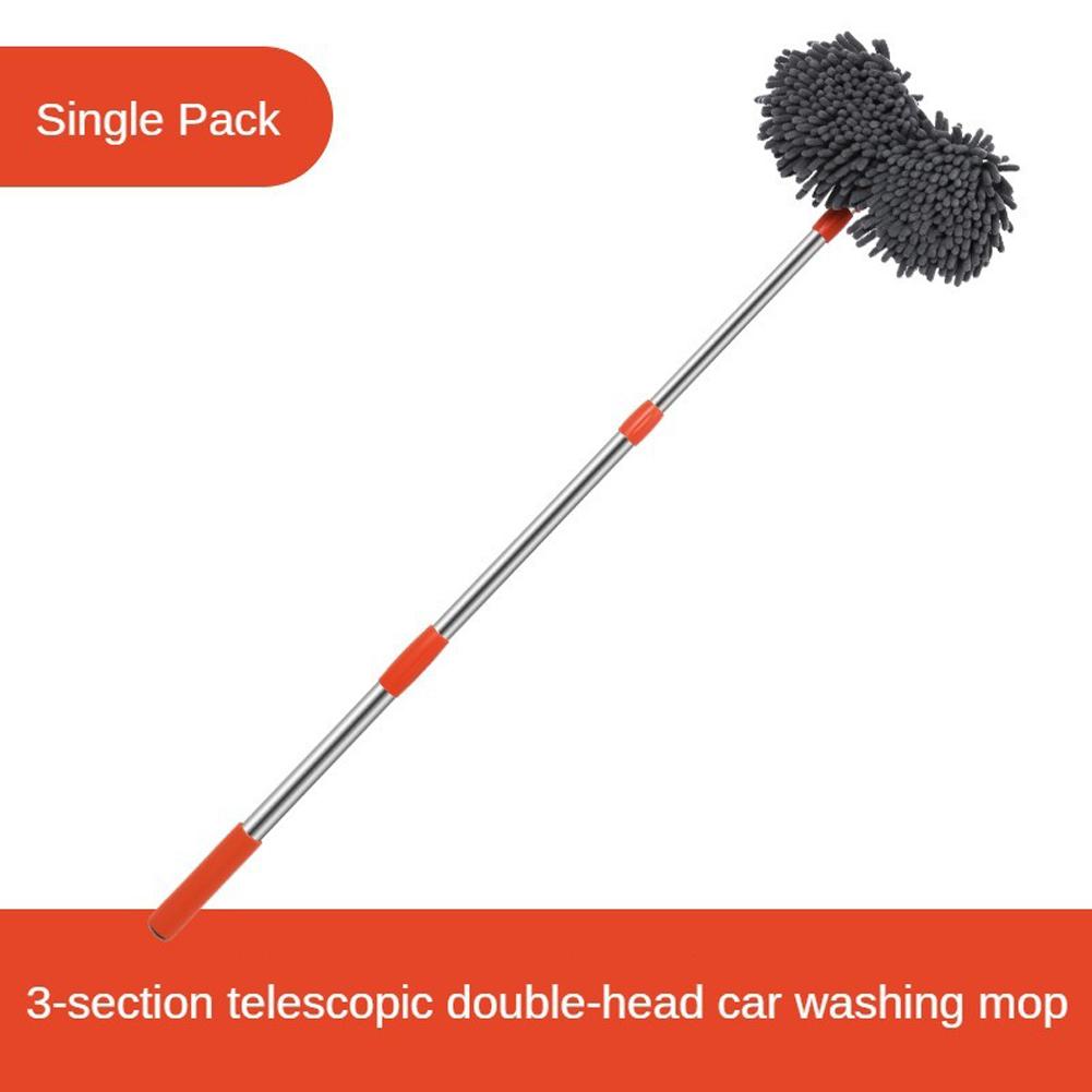 Car Cleaning Brush Telescopic Mop Car Wash Brush Double Brush Head Stretching Handle Windshield Roof Window Cleaning Maintenance