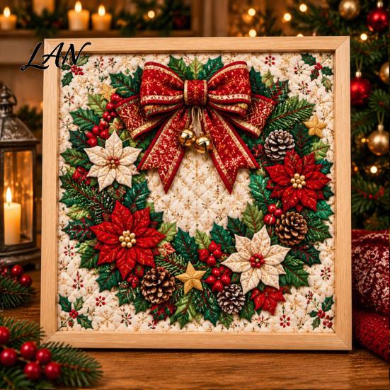 Handmade Santa Snowman Reindeer Crafts DIY Christmas Fabric Art Painting Kit, 3D Patchwork Wall Decor Making Creative Activity for Family Set