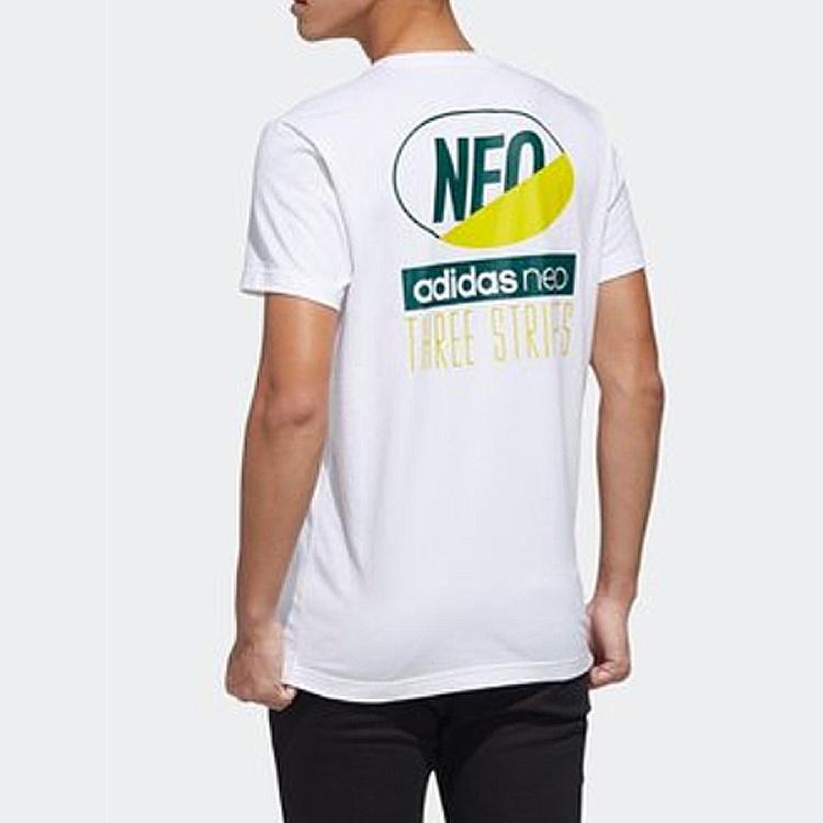 adidas neo Casual Cozy Sports Round Neck Short Sleeve White Men's GK1525