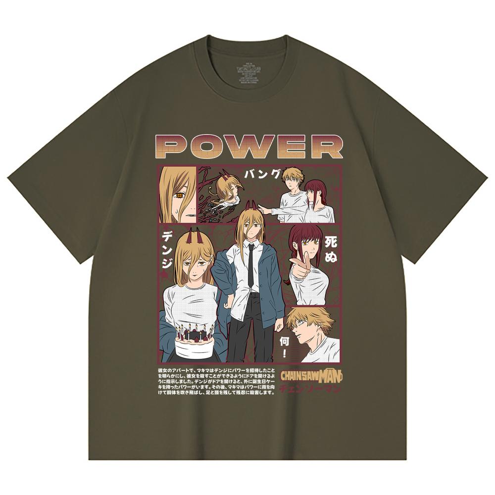 230 g/m² 100% Baumwolle Kettensägenmann V1 Power Print Unisex Schweres Baumwoll-T-Shirt