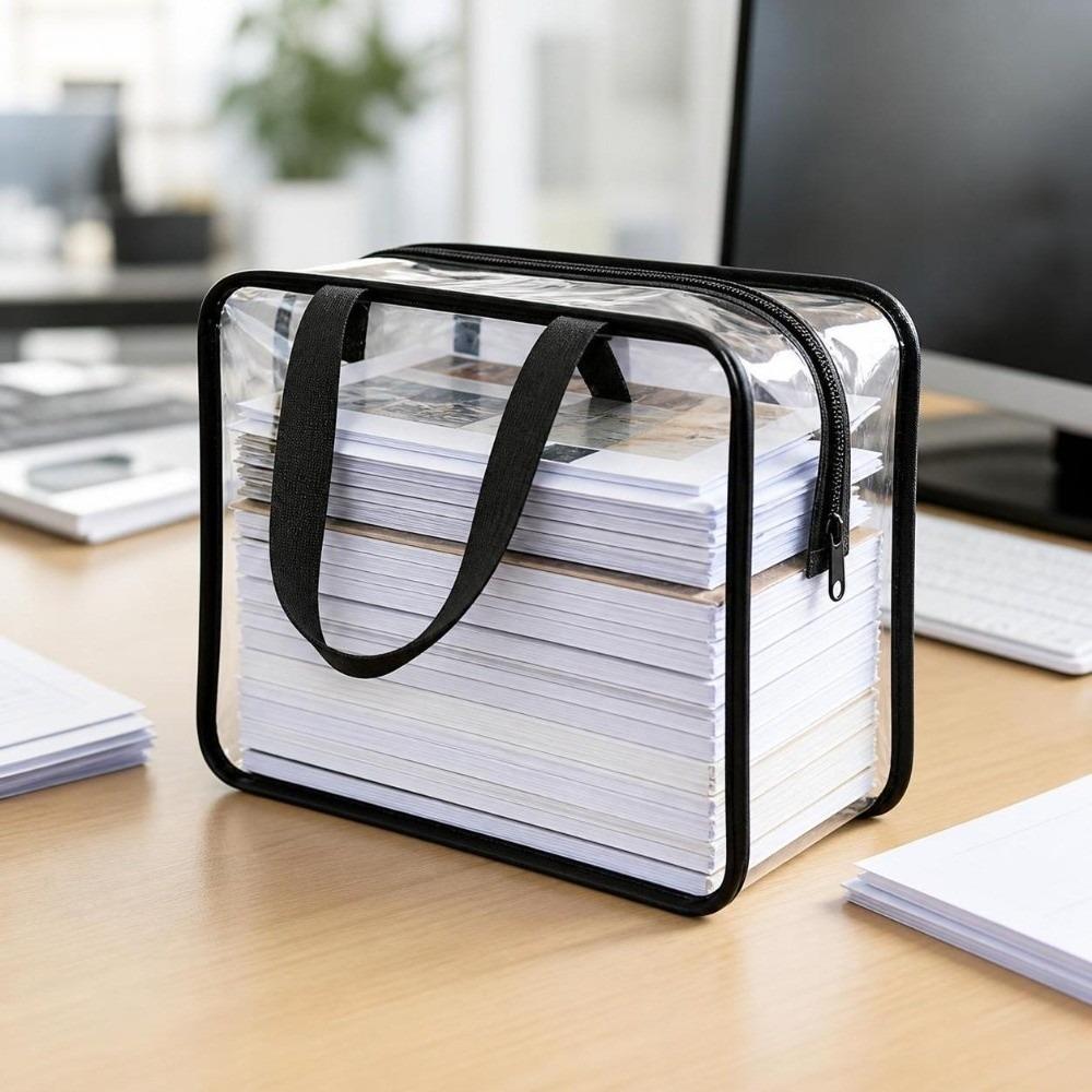 With Handle File Organizer Pouch Sturdy Zipper Transparent Handbag New Transparent Storage Bag