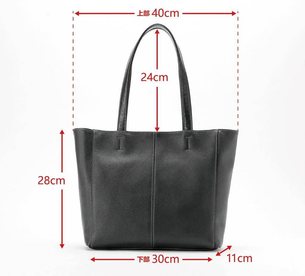 Toyooka Kobo Tote Bag, Lightweight (Approx. 370g), Unisex, Genuine Leather, Shoulder Strap, Large Capacity, Made in Japan, Black, 442901