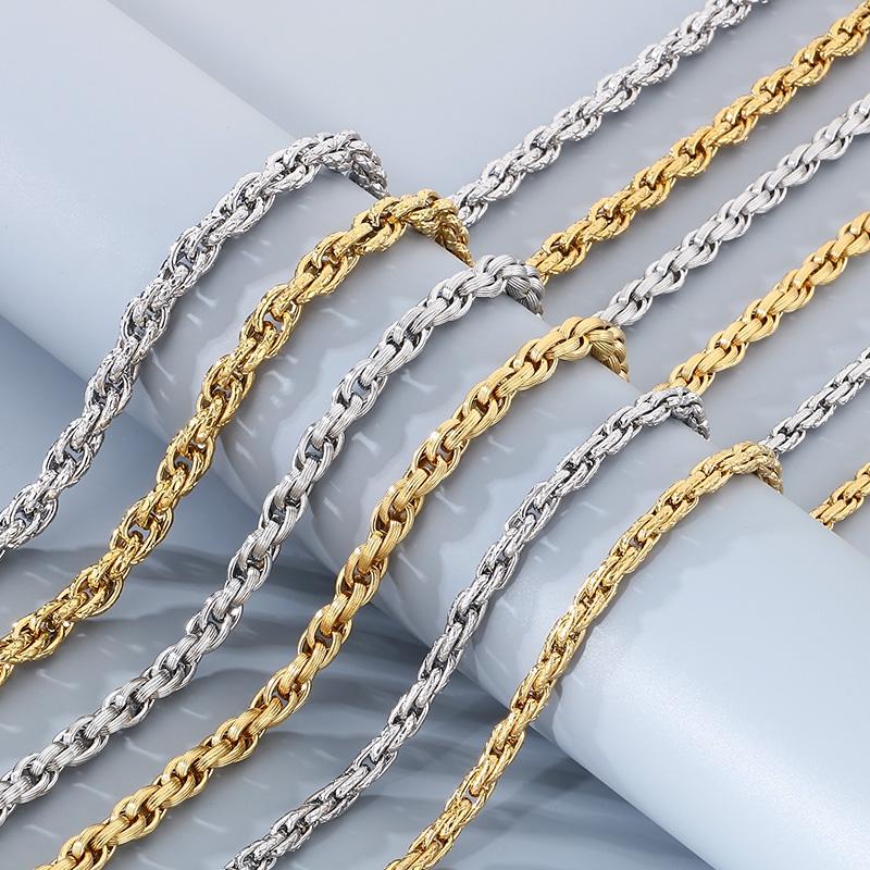 KALEN Stainless Steel Twisted Chain Bracelet For Women Men Rock Thick Patterned Loop Necklace Gold Color Trend Jewelry Gift