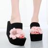Women Slippers Summer Outside Travel Non Slip Cool High Heels Beach Sandals Flower Ladies Shoes Comfortable