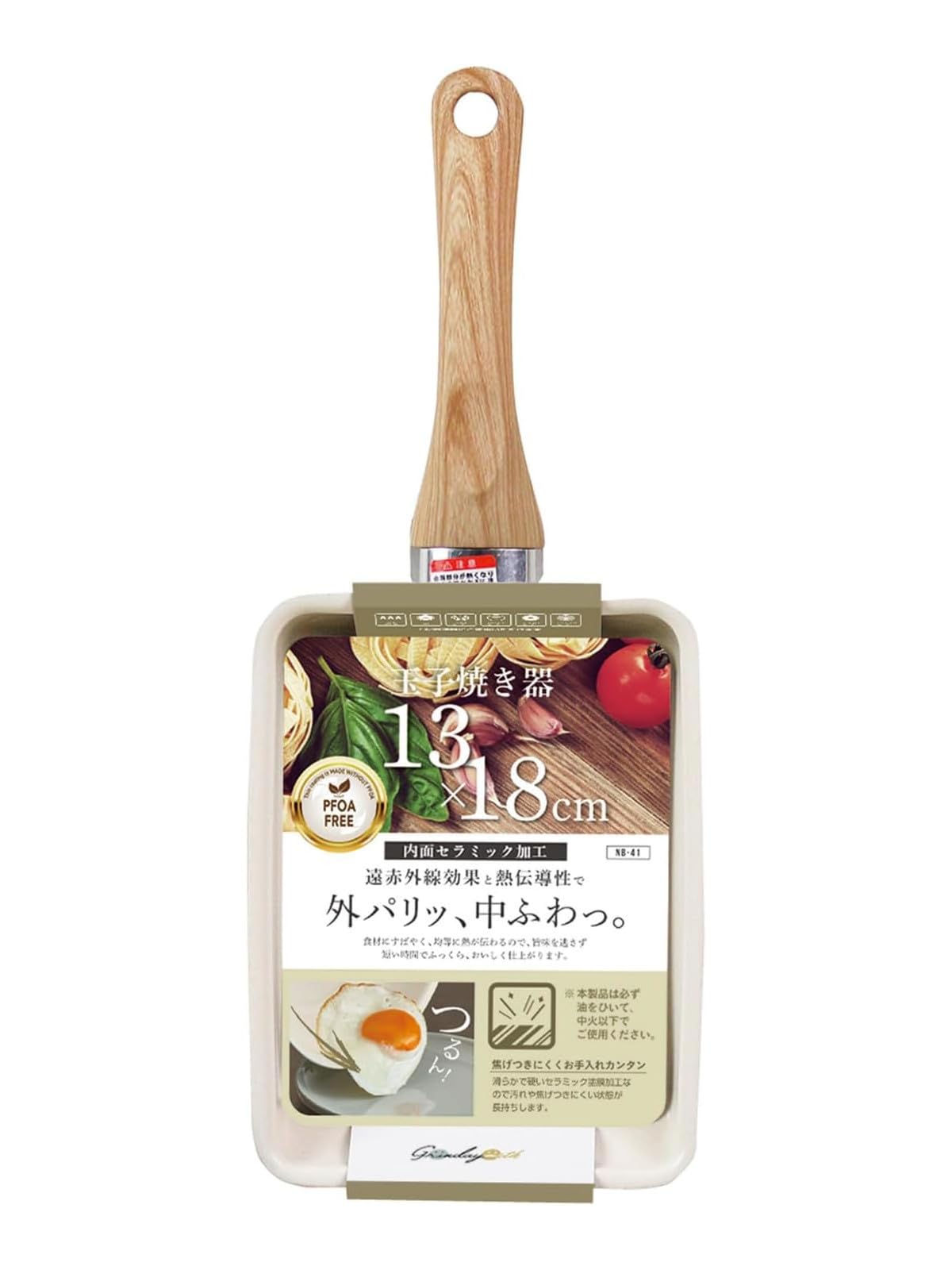 

Kakusei Egg 36cm L x W x Warm Induction Ceramic Stylish and Muted Grinday with Cooker/Frying Pan, 14.8cm 5.6cm H, Ivory, Compatible, Coating, Cute,