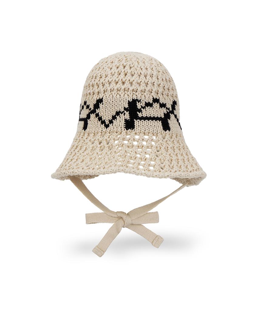 Bajal Va Digital Logo Punching Bonnet Hat Beige