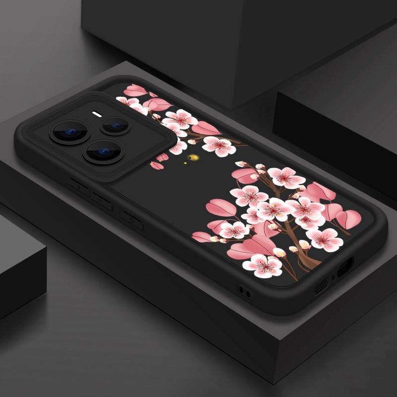 

Цветной цветочный узор ТПУ мягкий чехол для телефона для Xiaomi 14T Pro 13T Poco F6 Pro X6 M6 X5 Redmi Note 14 Pro 13 12 11 10 матовая противоударная задняя крышка Redmi Note 14 5G чёрный/розовый