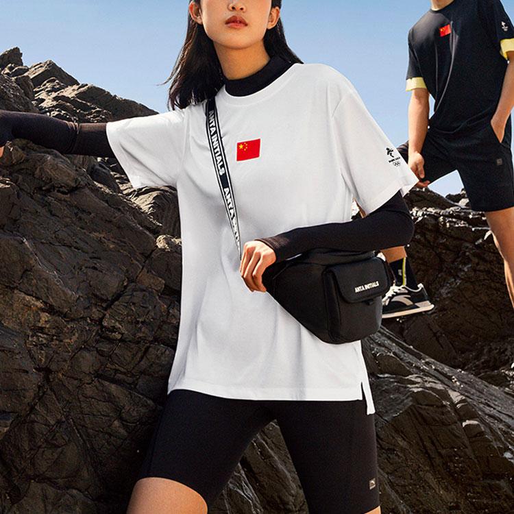 Anta Crew Neck Fitted Straight Fit Short Sleeved T Shirt Unisex White 162220137-1