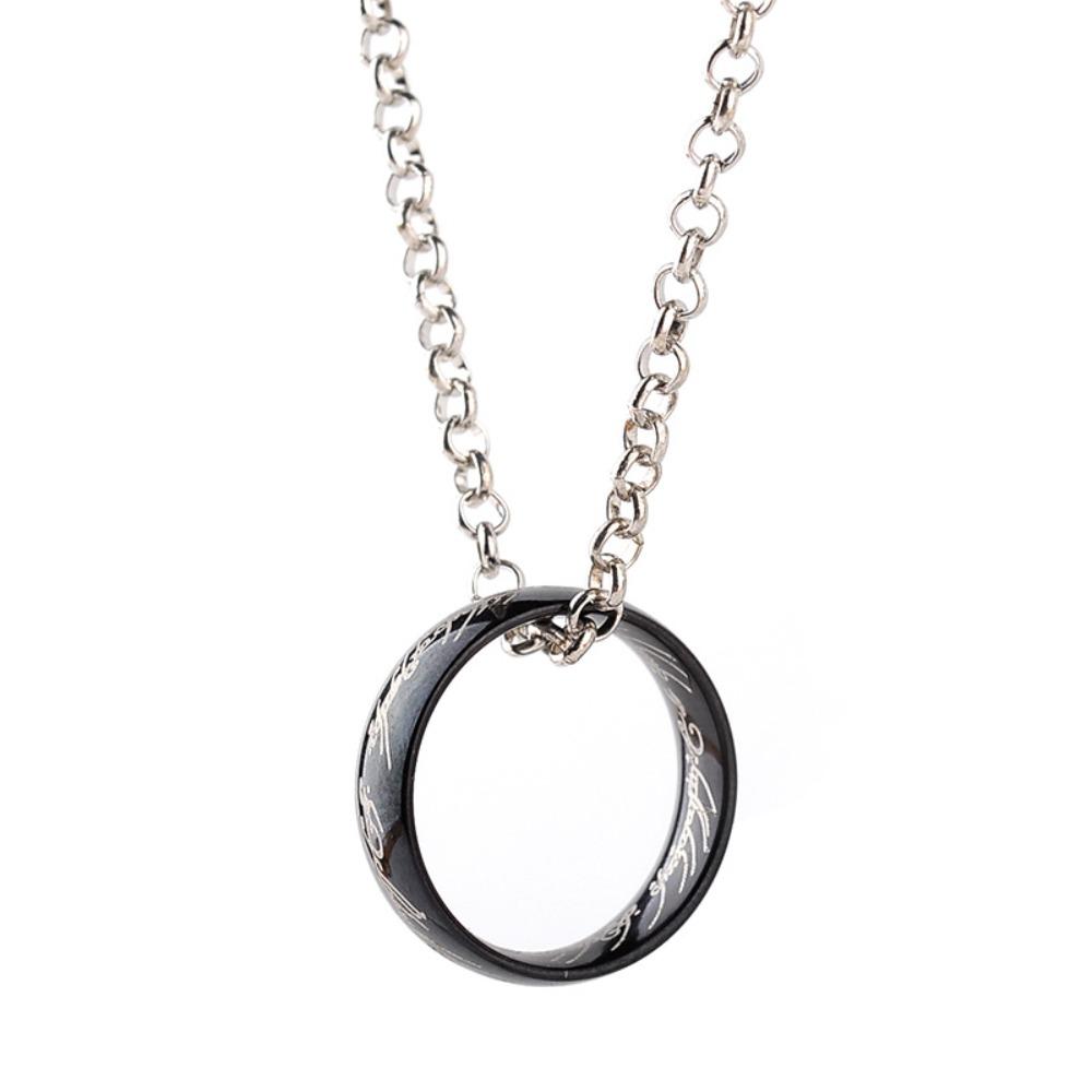 

Engraved Stainless Steel The Ring Pendant Necklace One pc Ring Necklace for Men Women Girls Teens чорний