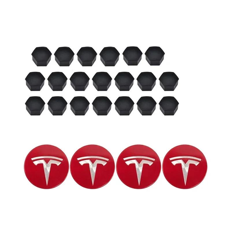 4pcs 25pcs 29pcs Sets 56mm Car Wheel Center Hub Decorative Caps Badge Wheel Lug Nut Protective Cover for Tesla Model 3 Y S X