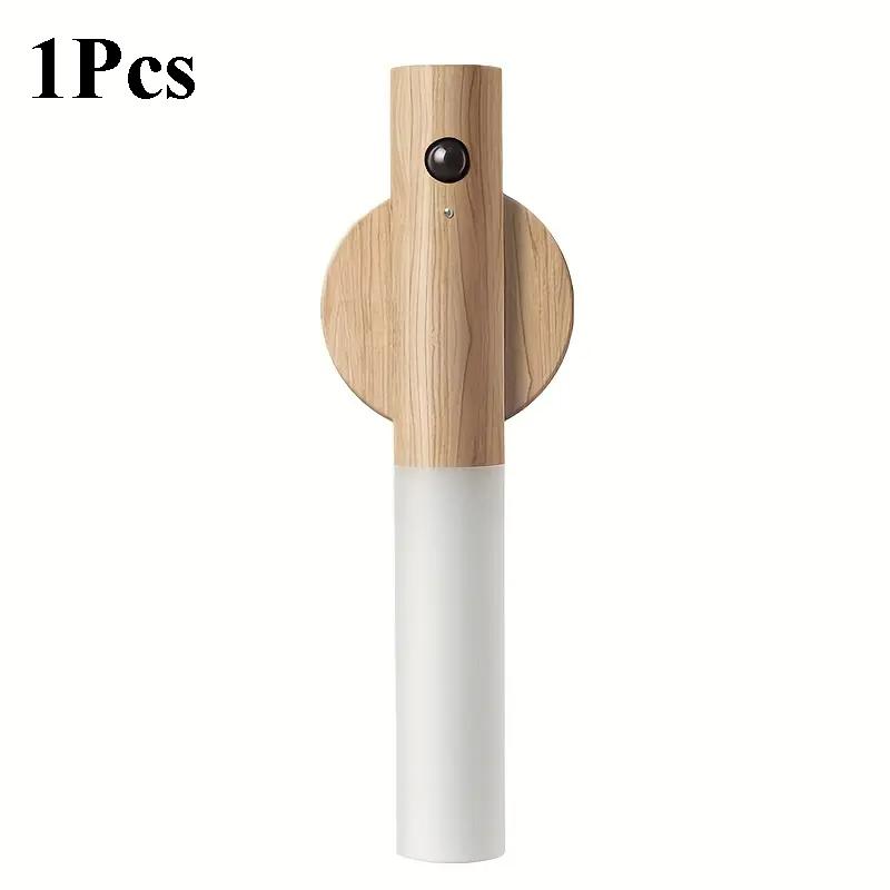 Auto LED Night Light Magnetic Wooden Multifunctional Smart Motion Sensor USB Rechargeable TYPE-C Wireless Closet Wardrobe Lamp
