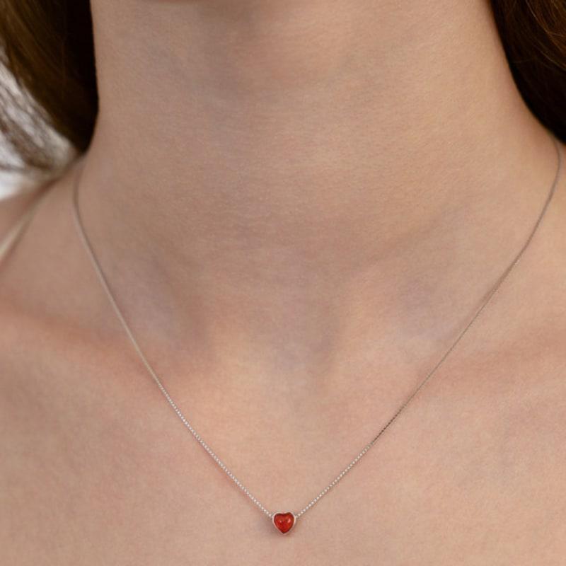 

TATIANA (925 Silver) Heart Pendant Necklace NZ2515 Red Gold Plated