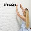 3D Soft Foam Brick Wallpaper Sticker Roll DIY Self Adhesive Living Room Home Kitchen Bathroom Decorative Wall Paper White Blue