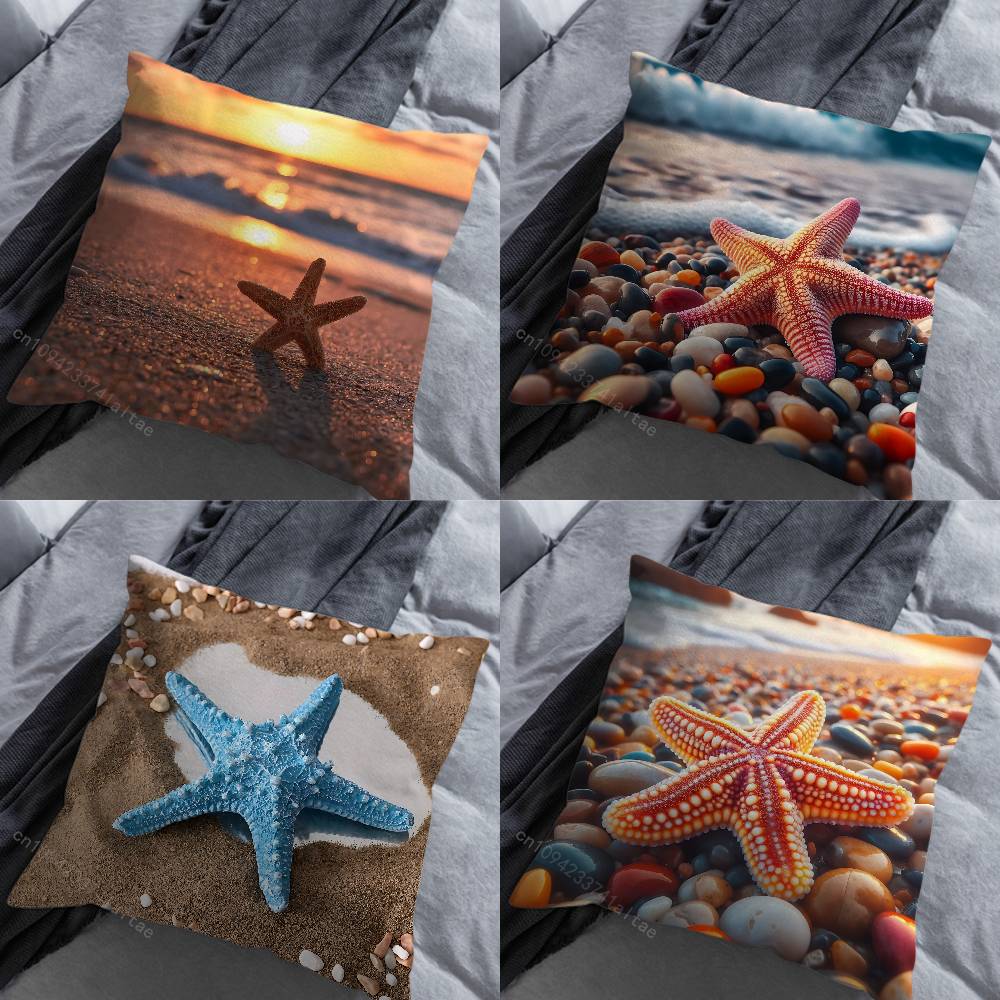 Sunset Beach Shells Starfish Pillow Case For 30x30cm45x45cm55x55cm For Home Bedroom Decoration And Protector