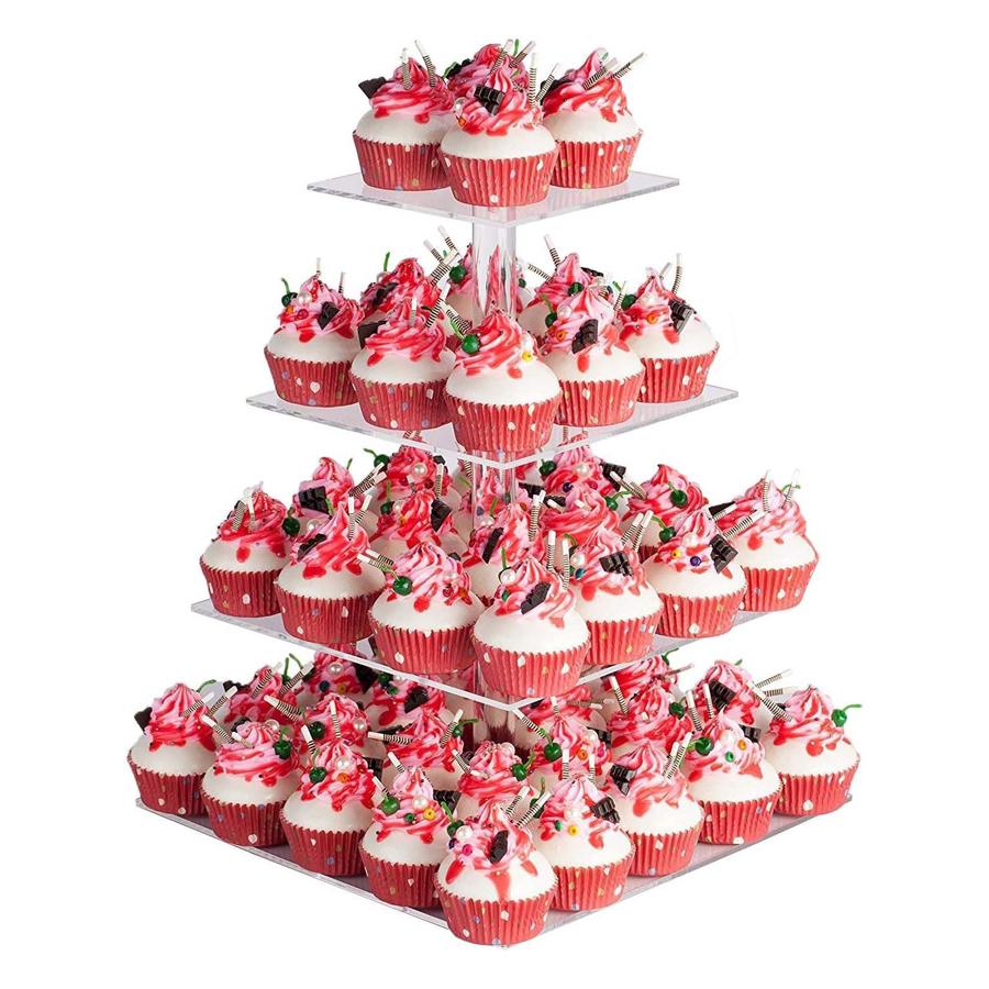 3/4 Layers Acrylic Multi-Purpose Square Display Stand Base For Cupcake Jewelry Statue Decor Wedding Party Desktop Storage Rack
