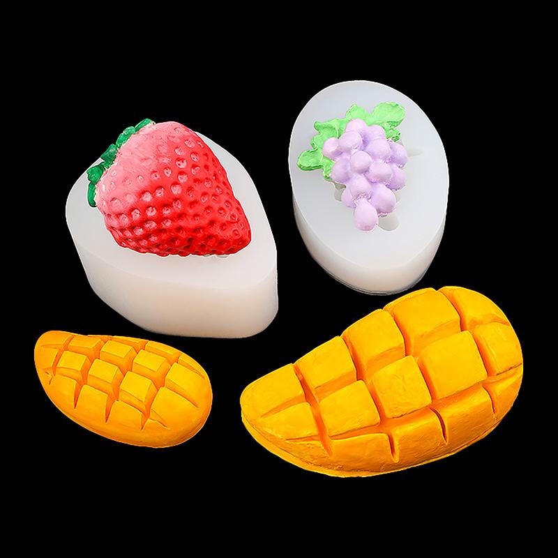 Silikonové nástroje na vaření s hrozny, mangem a jahodami na pečení, fondán, cukr, dort, zdobení, kuchyňské doplňky, pekařské pečivo