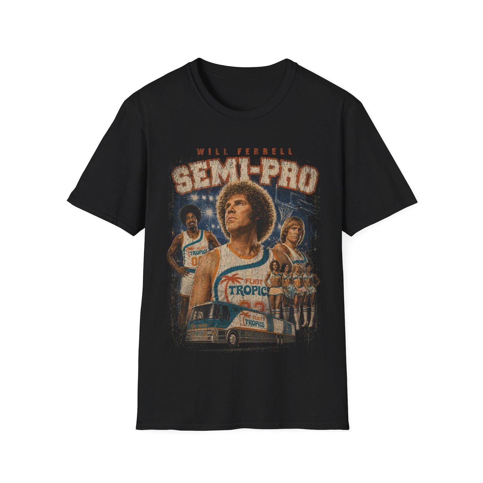Will Ferrell Semi-Pro Vintage Style T-Shirt | 00s Retro Comedy Film Tee L