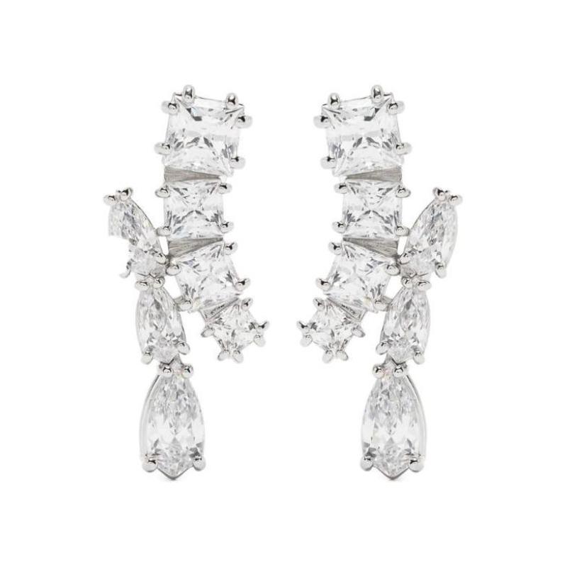 Swarovski Matrix pendant brass rhodium plated earrings women s silver 5700418 серебряный
