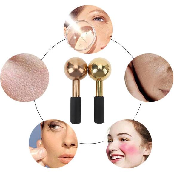 2Pcs Unbreakable Stainless Steel Ice Globes,Cooling Facial Roller Cryo Sticks for Skin Care, Puffiness, Wrinkles, Dark Circles