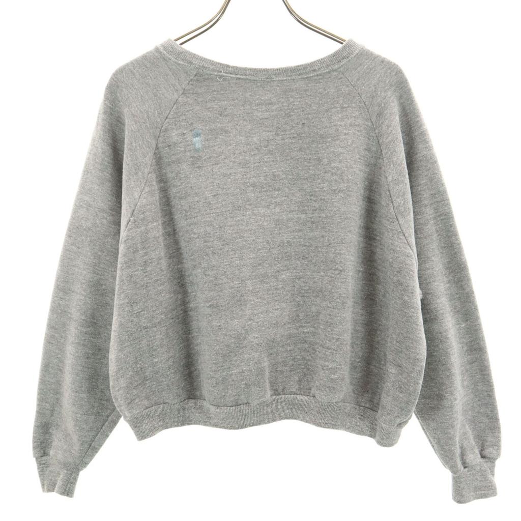 VINTAGE 70s Made in USA raglan sweat XL gray Vince Fleece Lining Women Used