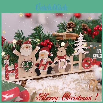 Charming Wooden Christmas Decoration Set For Festive Home Tabletop Decor