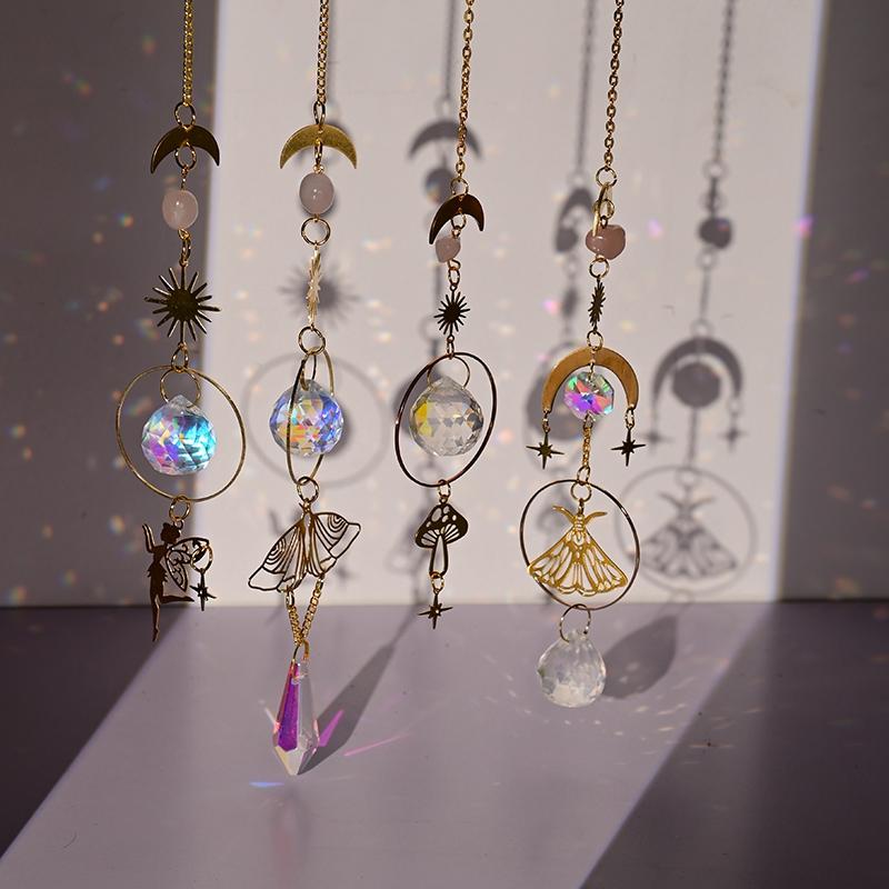 Sunlight Catcher Pendant Outdoor Window Hanging Crystal Hanging Pendants Rainbow Wind Chimes For Home Garden Window Decoration