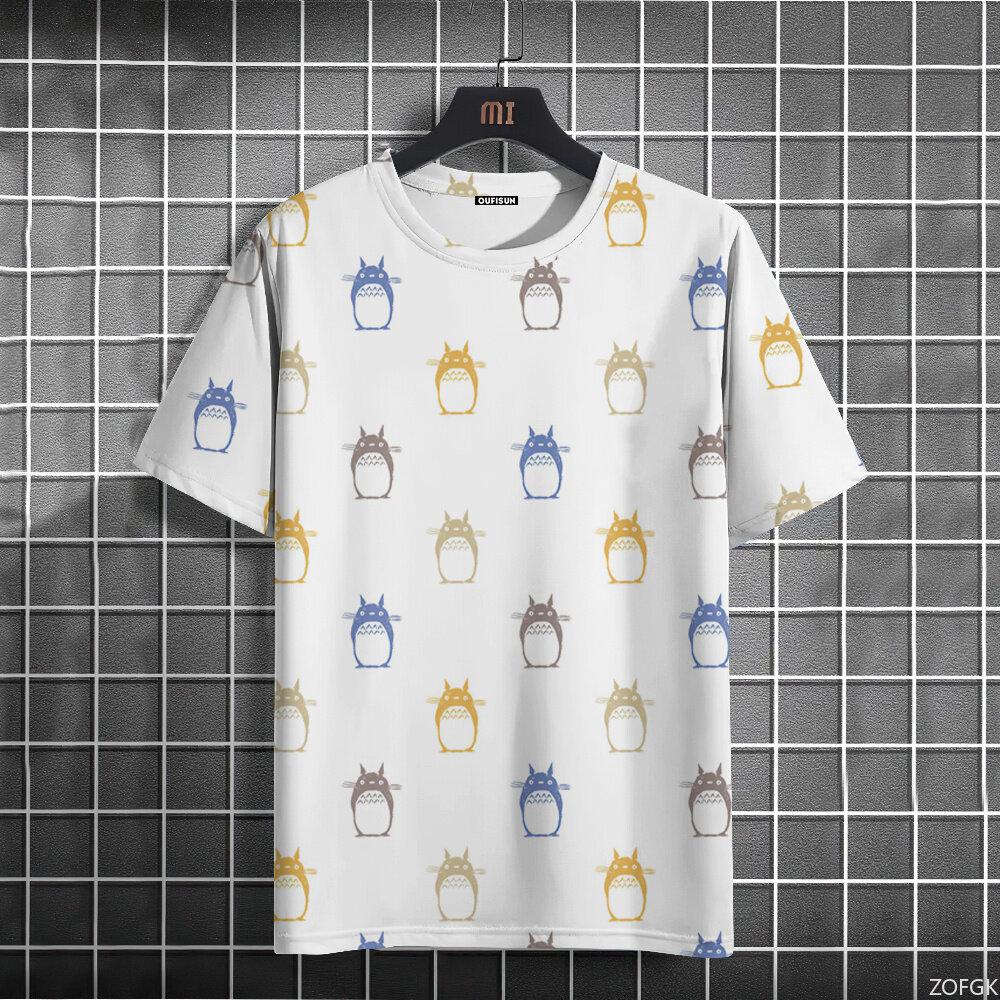3D Anime Cartoon Totoro Cute Printed Short Sleeve Summer Casual Fashion Round Neck Personalized Loose T-shirt