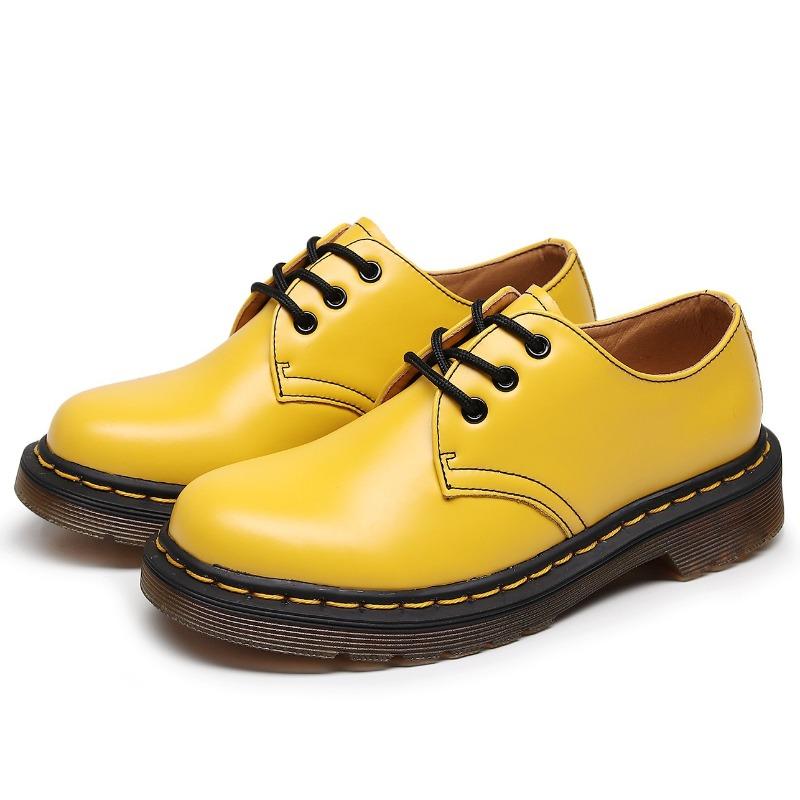 Lage kleine leren schoenen heren echt leer Britse korte laarzen ronde neus dames retro casual werkschoenen Martin schoenen