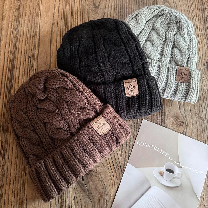 Beanie Wool Winter Hat Thick Knitted Cap Windproof Casual Accessory Fashion