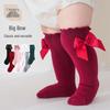 Girls' Knee-High Socks with Big Bow - Suitable for Spring & Autumn