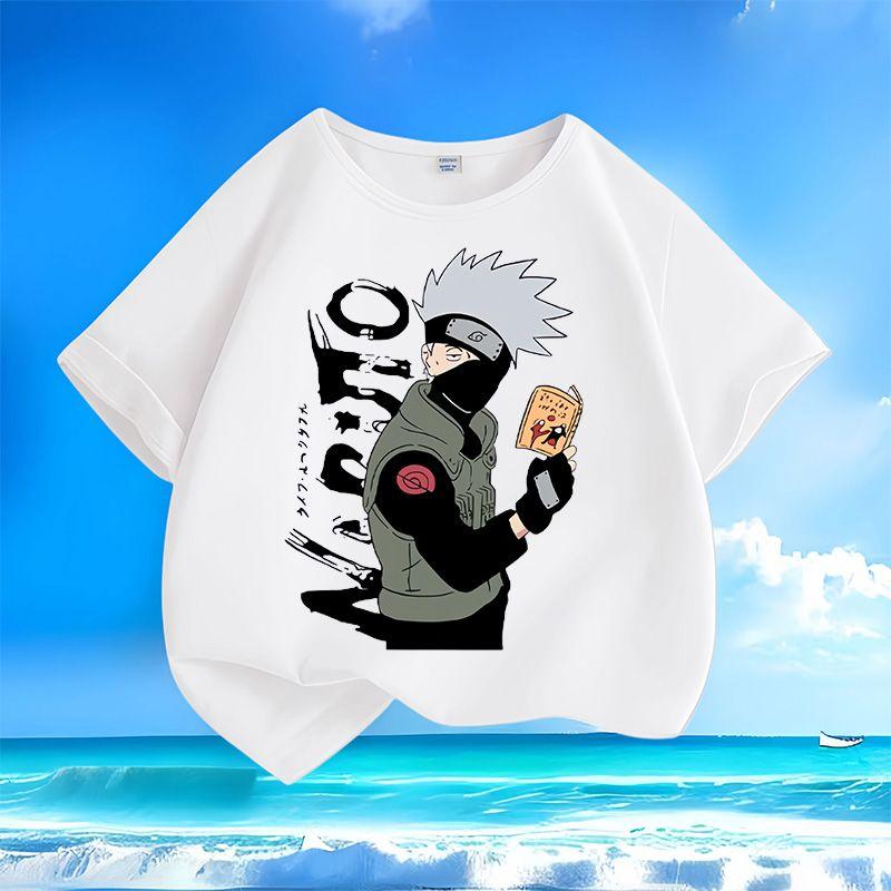 Boys and Girls Fashionable Naruto-style Shirts for Summer Loose-fitting Pure Cotton T-shirts for Children 100 1230₽