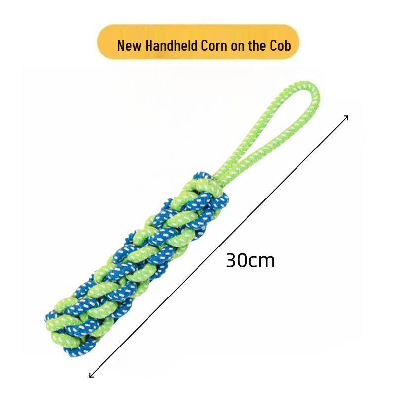 Pet Interactive Cotton Rope Teething Ball with Double Pull Knot for Dogs