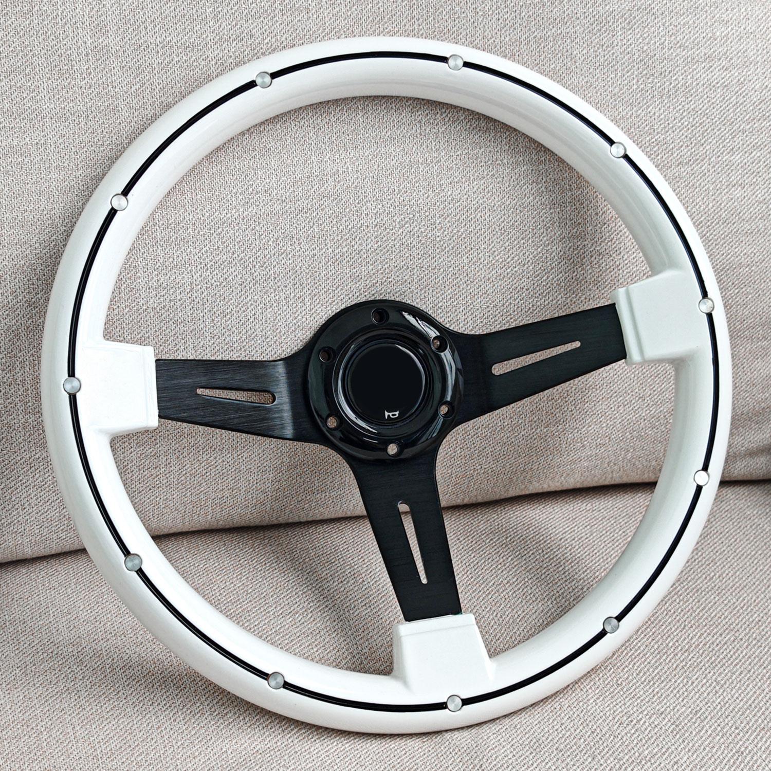 350mm 14inch Drifting Sports Steering Wheel with Rivet JDM Classic Racing Steering Wheel Car Accessories белый