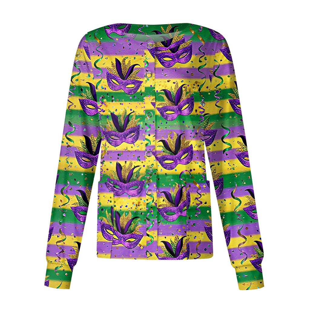 Women's Casual Long-sleeved Single-breasted Printed Protective Clothing Cardigan Top