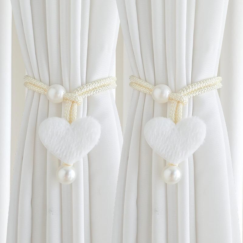 2pcs Curtain Ties Heart-Shaped Design Modern Home Decor Living Room and Bedroom Accessories Soft Texture