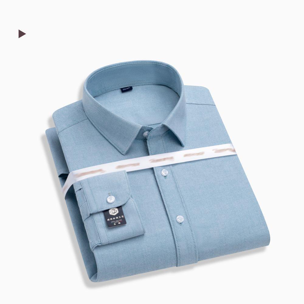 Oxford Spun 100% Pure Cotton Shirt Men'S Long Sleeved Shirt Professional Workwear Shirt All Cotton Premium White Shirt