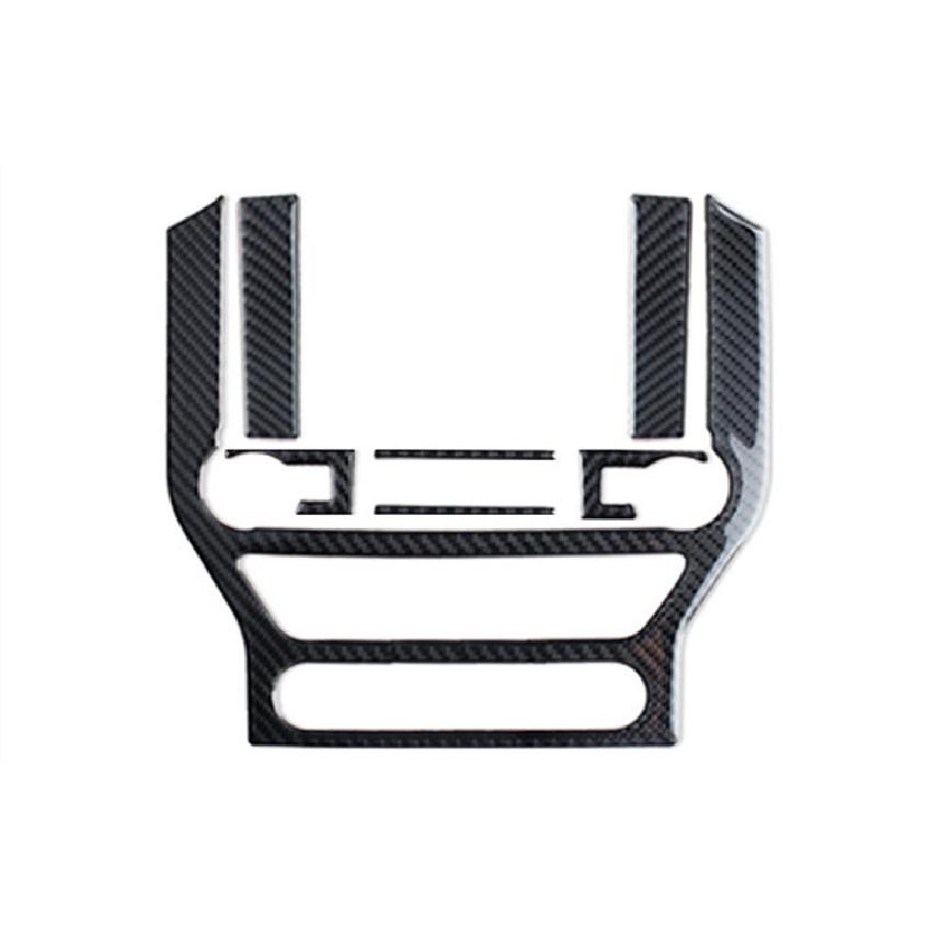 For Ford Mustang Carbon Fiber Central Control Air Conditioning CD Panel Cover Trim Sticker Car Styling 2015-