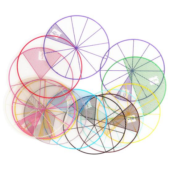 12Pcs Numbered Fractions Circles Chips Mathematics Learning Education Kids Toy