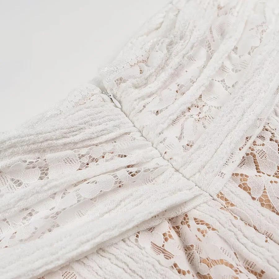 Elegant One-Shoulder Lace Bandeau Dress for Women