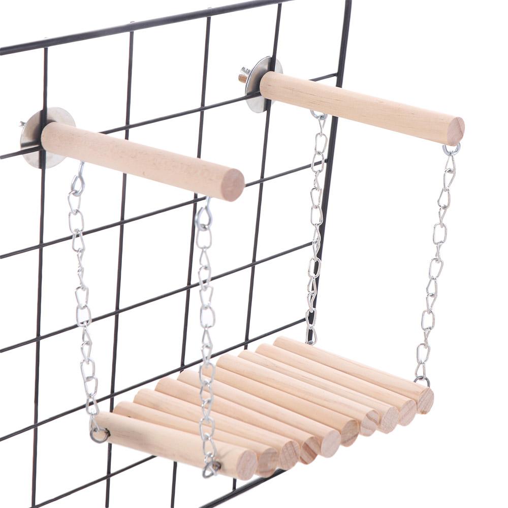 Pet Interactive Wood Bird Parrot Ladder Hanging Natural Parakeet Climbing Toy Funny Durable Bird Swing Toy Medium Small Bird
