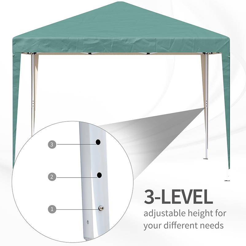 3 X 3M Garden Pop Up Gazebo Height Adjustable Marquee Party Tent Wedding Canopy With Carrying Bag Green