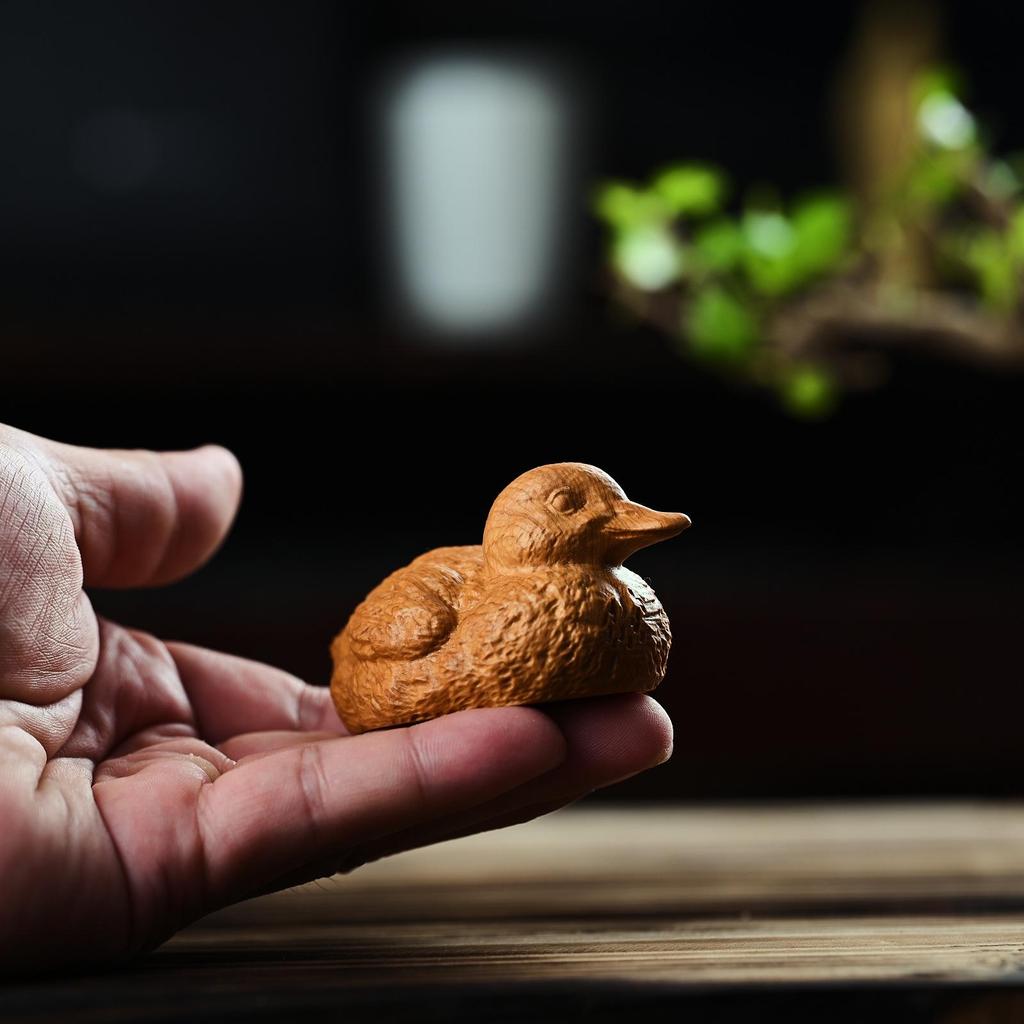 Hand-Carved Middle Finger Yellow Duck Desktop Ornament