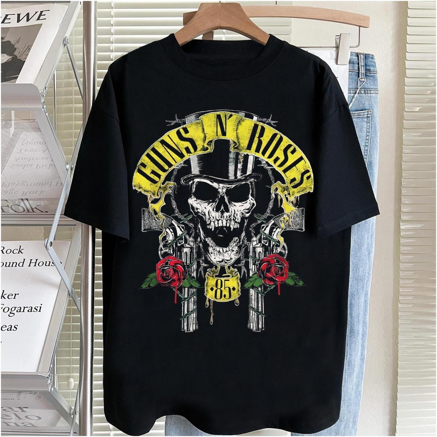 

Guns N Roses Night Pound Хлопковая Ретро Футболка Летняя Свободная Нишевый Модный Бренд Короткие Рукава для Мужчин и Женщин Футболка S чёрный