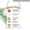 2D Flat, 1pc "Manage Myself" Calm Down Corner Aluminum Sign - Classroom Behavior Wall Decor Classroom Decor, Calm Down Corner, School Counselor