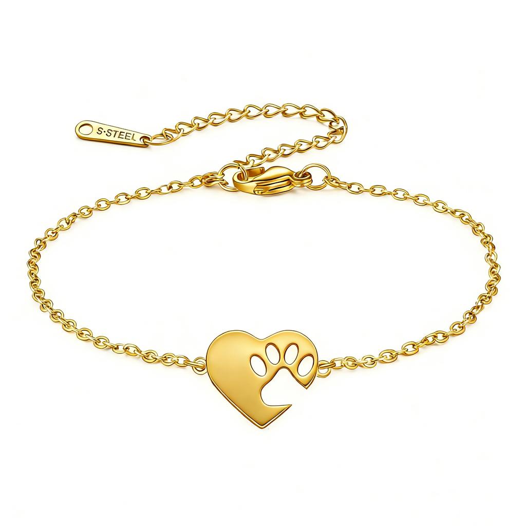 Heart Paw Bracelet For Girl Cute Poppy Paw Bracelets Cat Paw Beads Chain Bracelet for Women Jewelry Gift for Pet Lover