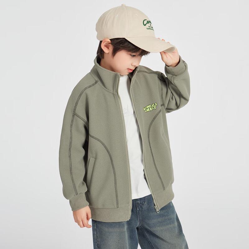 Boys' Stand-Collar Waffle Knit Casual Jacket