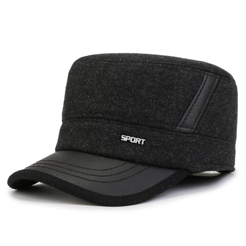 Winter Lei Feng Hat with Thick Lining, Ear Protection, Flat Top, Outdoor Leisure, Warm and Stylish