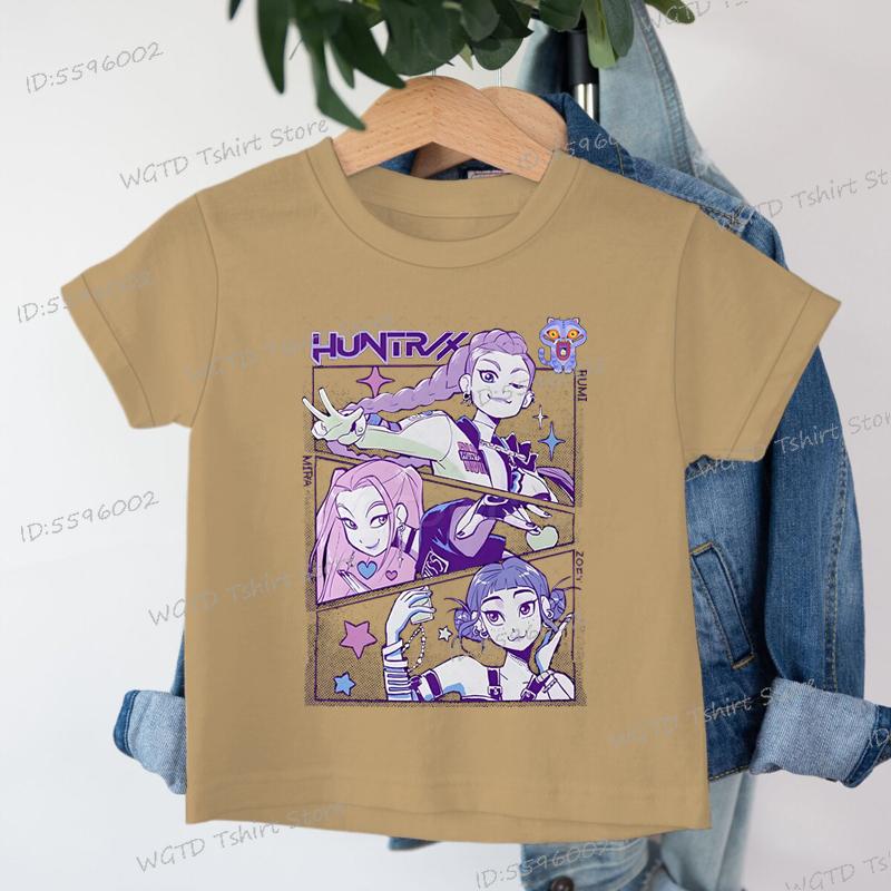 Ropa para Niños KPop Cazadores de Demonios Moda Casual Tops Cuello Redondo Manga Corta Niñas Niños K-Pop Cazadores de Demonios Fans Regalo Camiseta
